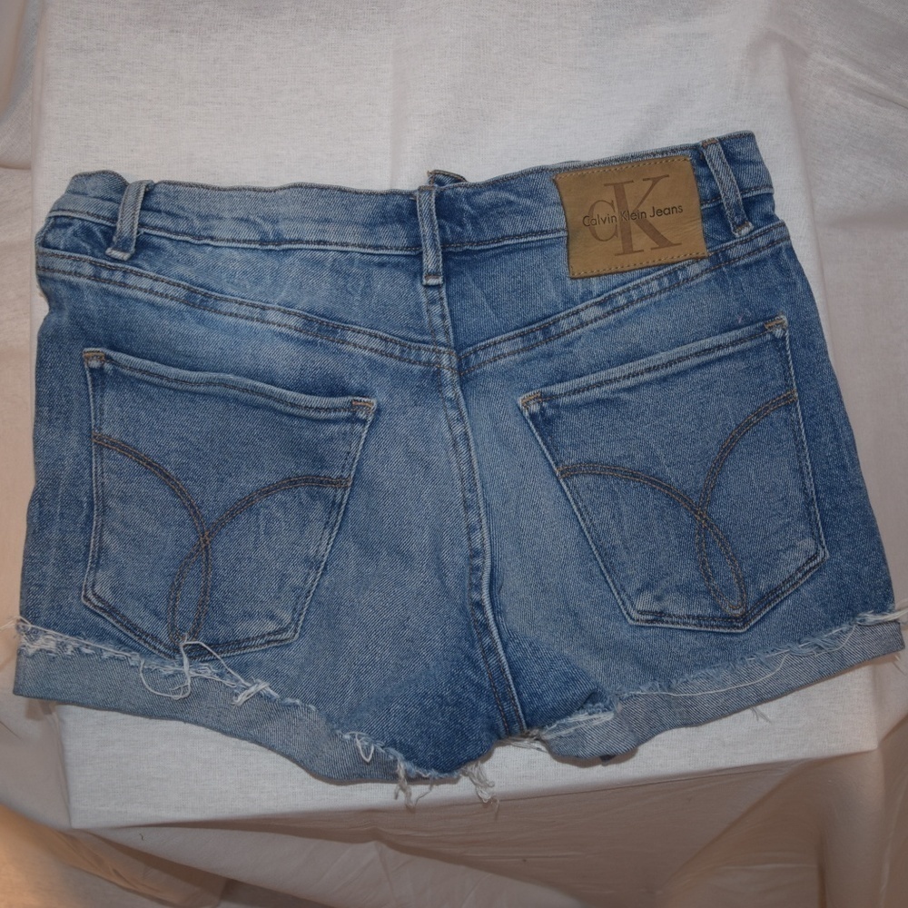 Calvin Klein Distressed Button Front Jean Shorts - image 2